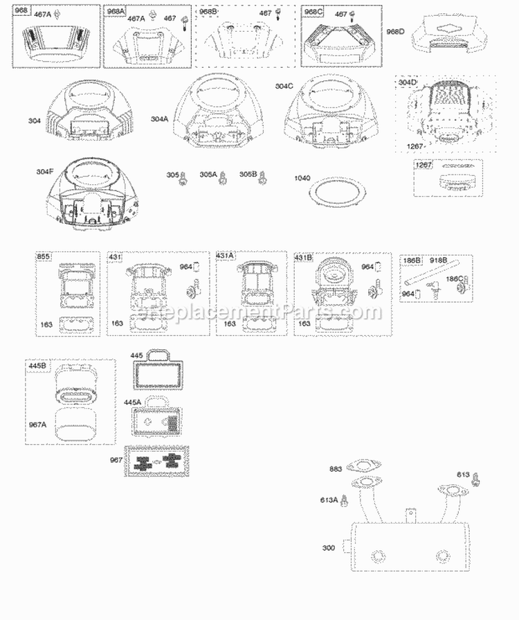 Blower Housing Air Cleaner Muffler Diagram and Parts List for 40H777-0025-G5  Briggs and Stratton Engine